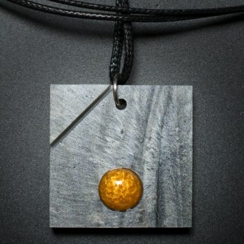 Square Pendant in Gray and Gold