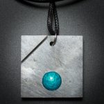Square Pendant in Gray and Teal