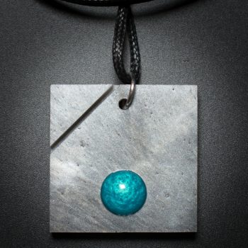 Square Pendant in Gray and Teal