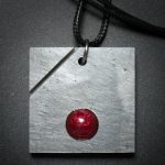 Square Pendant in Gray and Red