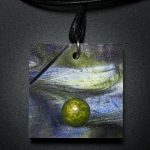 Square Pendant in Green and Purple