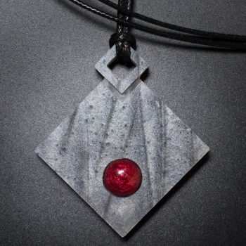 Diamond Pendant in Gray and Red