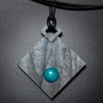 Diamond Pendant in Gray and Teal