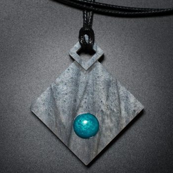 Diamond Pendant in Gray and Teal