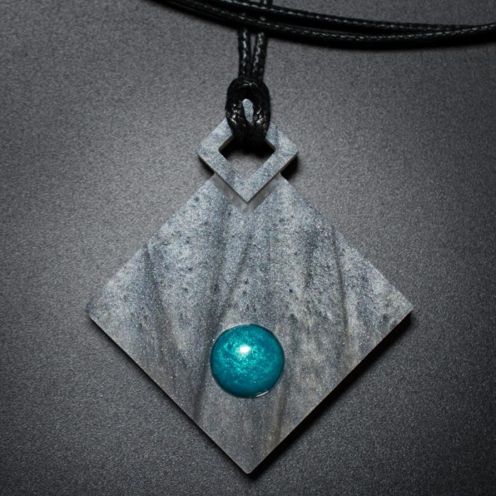 Diamond Pendant in Gray and Teal