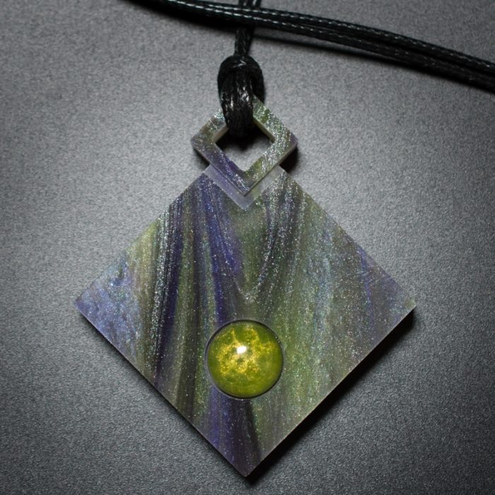 Diamond Pendant in Purple and Green