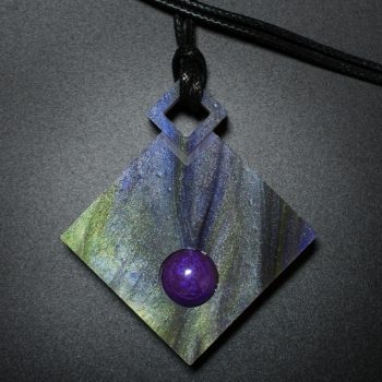 Diamond Pendant in Green and Purple