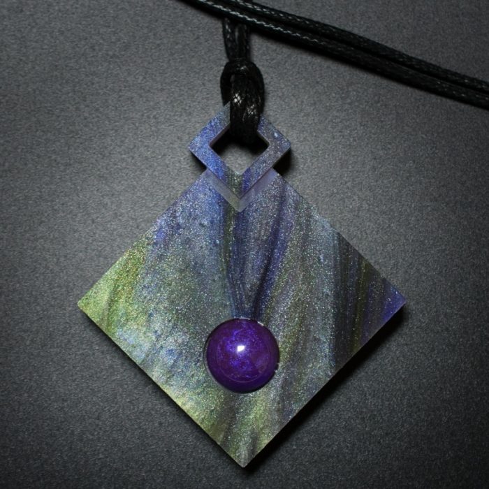 Diamond Pendant in Green and Purple