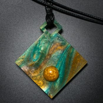 Diamond Pendant in Green and Gold