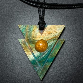 Triangle Pendant in Green and Gold