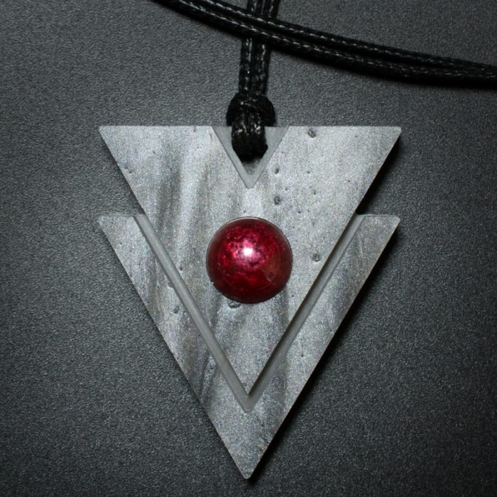Triangle Pendant in Gray and Red