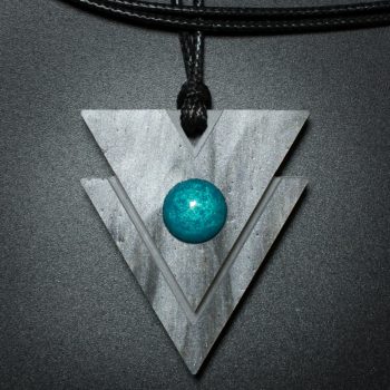 Triangle Pendant in Gray and Teal