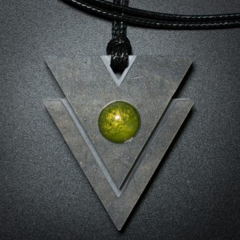 Triangle Pendant in Gray and Green