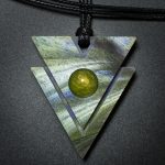 Triangle Pendant in Green and Purple
