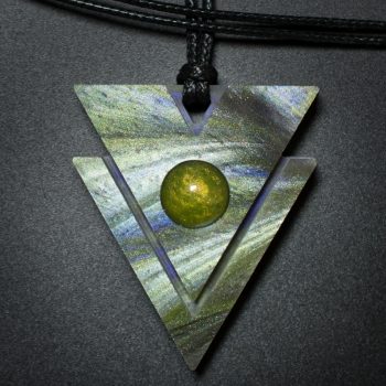 Triangle Pendant in Green and Purple
