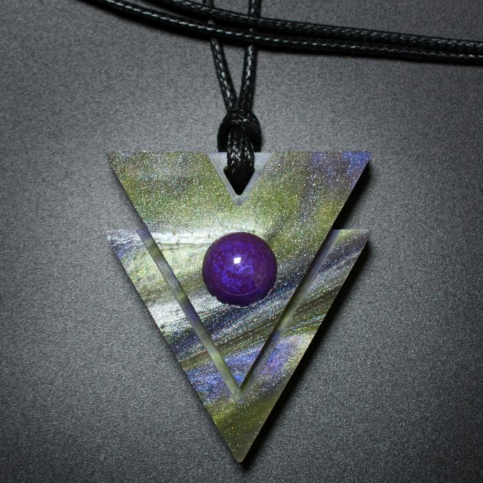 Triangle Pendant in Purple and Green