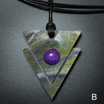 Triangle Pendant in Green and Purple