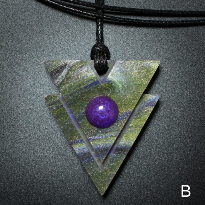 Triangle Pendant in Green and Purple