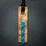 Color Bar Rectangle Pendant in Gold and Teal