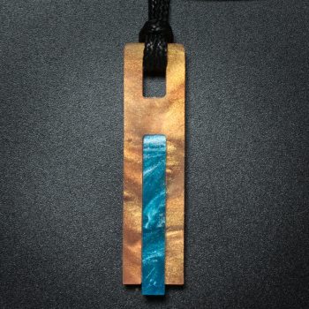 Color Bar Rectangle Pendant in Gold and Teal