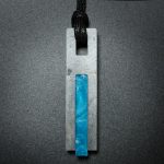 Color Bar Rectangle Pendant in Gray and Teal