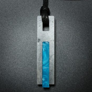 Color Bar Rectangle Pendant in Gray and Teal