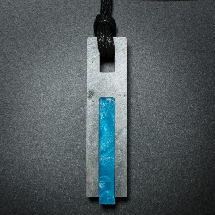 Color Bar Rectangle Pendant in Gray and Teal