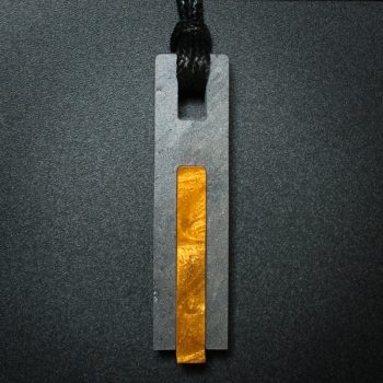 Color Bar Rectangle Pendant in Gray and Gold