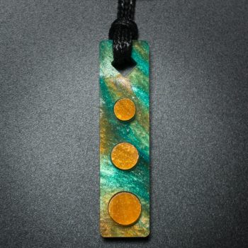 Three Circle Rectangle Pendant in Green and Gold