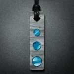 Three Circle Rectangle Pendant in Gray and Teal