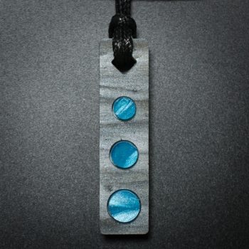 Three Circle Rectangle Pendant in Gray and Teal