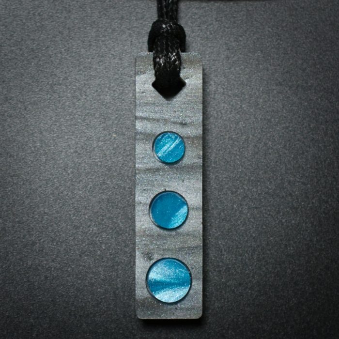 Three Circle Rectangle Pendant in Gray and Teal