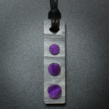 Three Circle Rectangle Pendant in Gray and Purple
