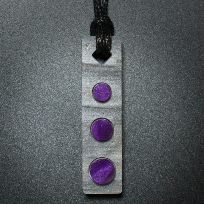 Three Circle Rectangle Pendant in Gray and Purple