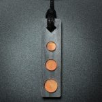 Three Circle Rectangle Pendant in Gray and Gold