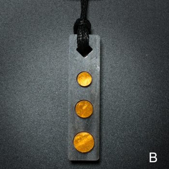 Three Circle Rectangle Pendant in Gray and Gold