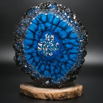 Blue Crackle Crystal Edge Vanity Tray