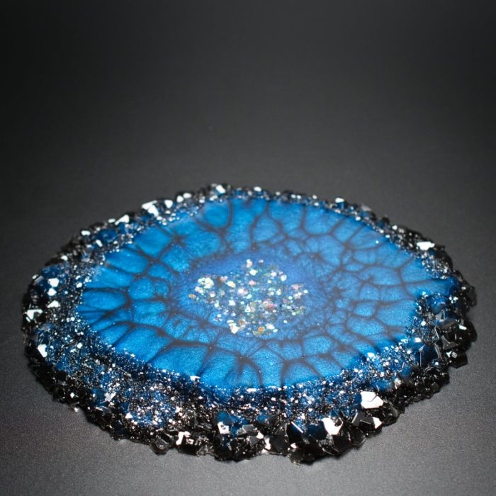 Blue Crackle Crystal Edge Vanity Tray