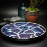 Geode Agate Vanity Tray in Blue Red and Silver