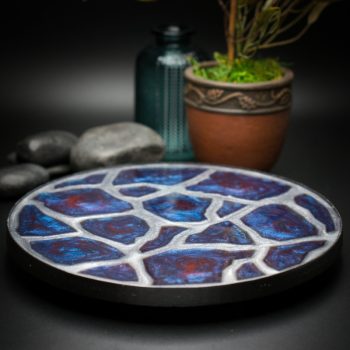 Geode Agate Vanity Tray in Blue Red and Silver