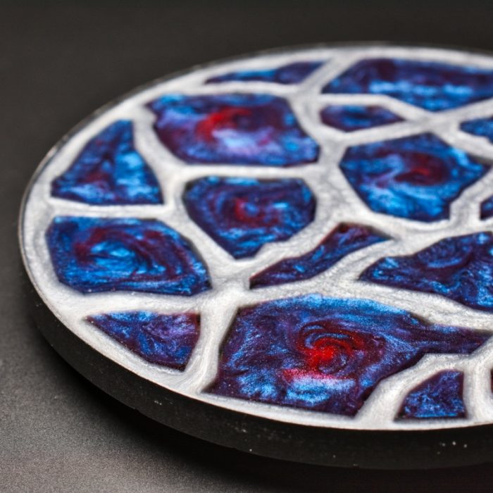 Geode Agate Vanity Tray in Blue Red and Silver