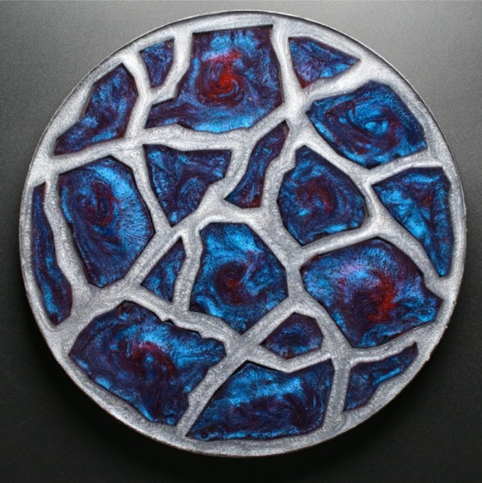 Geode Agate Vanity Tray in Blue Red and Silver