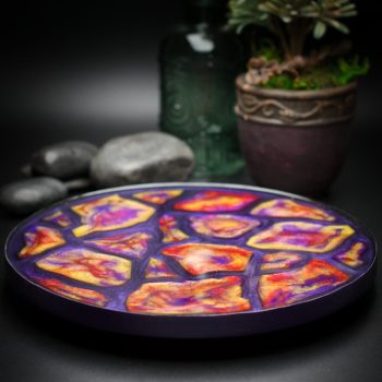 Geode Agate Vanity Tray in Purple Red and Yellow