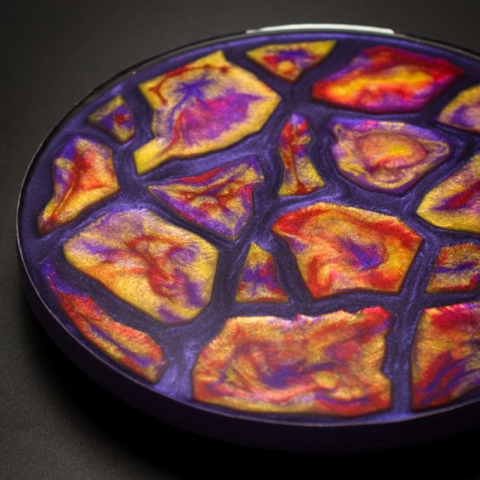 Geode Agate Vanity Tray in Purple Red and Yellow