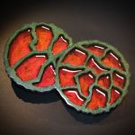 Bonsai Green and Copper Geode Agate Coasters - Set of 2
