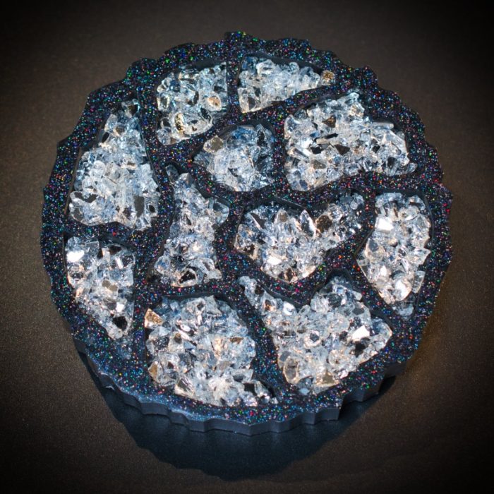Reflective Glass Geode Agate Coasters - Set of 2