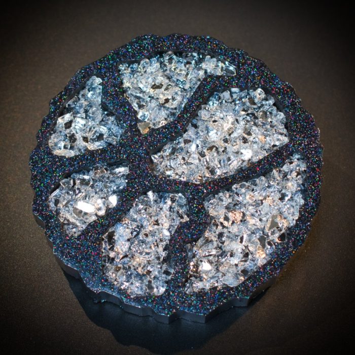 Reflective Glass Geode Agate Coasters - Set of 2