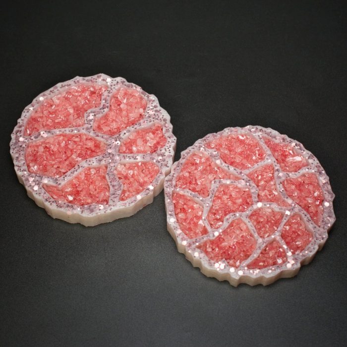Rose Quartz Geode Agate Coasters – Set of 2