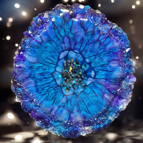 Purple and Blue Geometric Pour in our Crystal Edge C Mold