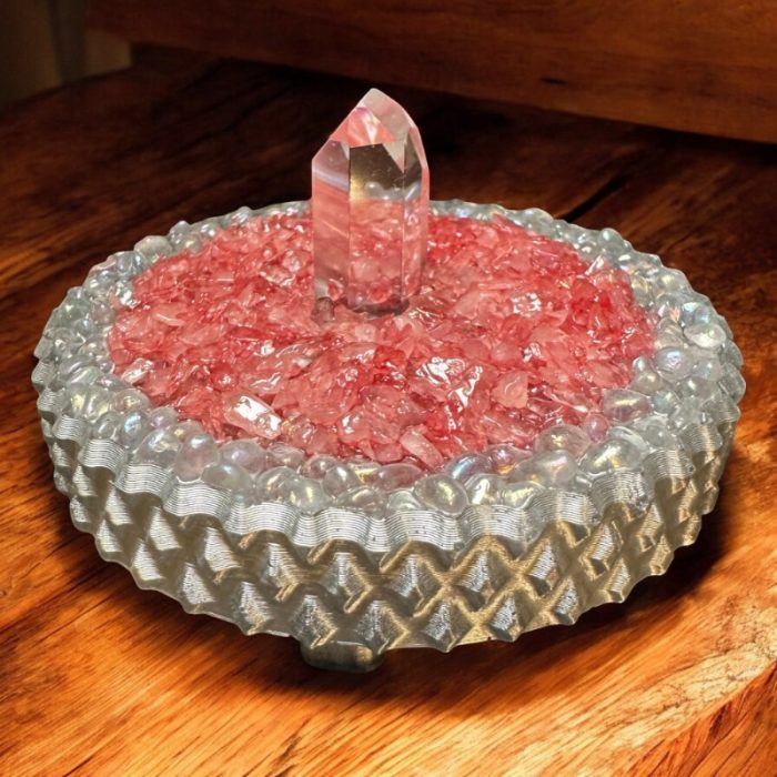 Rose Quartz Diamond Edge Trinket Stand